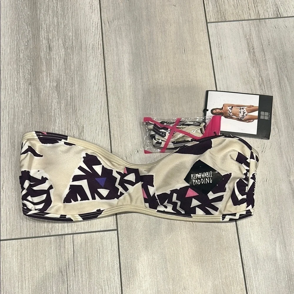 Insight Cream Chips Ladder back bandeau swim bikini top size 4